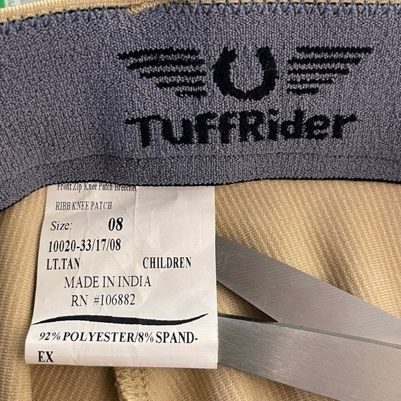 Tuff Rider Pants Kids Beige Tan Slim Equestrian Horse Riding Pants Sz 8 NWT - Picture 4 of 10